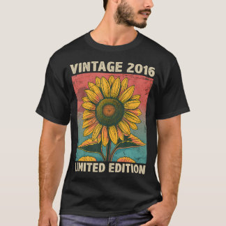 T-shirt Cadeau Vintage 8 Ans Sunflower Lover 2016 8E