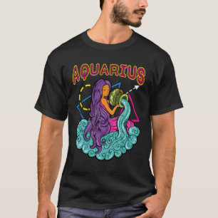 T-shirt Cadeau Zodiaque De Mermaid Rétro Pour Aquarius Gir