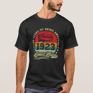 T-shirt Cadeaux 100 Ans Vintage 1923 Limité 100E Oiseau