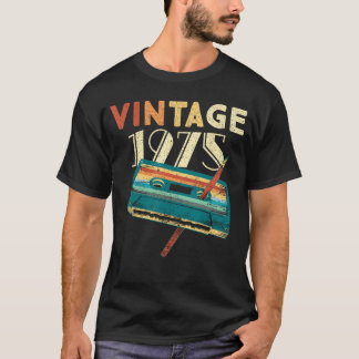 T-shirt Cadeaux 50 Ans Vintage 1975 Musique Cassette 50a