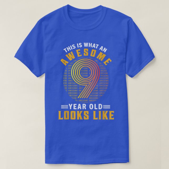 T-shirt Cadeaux 9e Anniversaire 9 Ans Awesome Semble (Design devant)