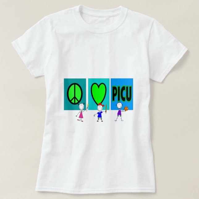 T-shirt Cadeaux "amour PICU d'infirmière de PICU de paix " (Design devant)