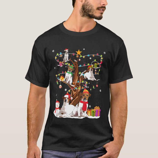 T-shirt Cadeaux Amoureux de les chiens de Noël Fun Jack Ru (Devant)