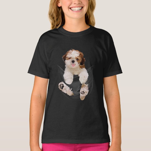 T-shirt Cadeaux Amoureux de les chiens Shih Tzu Dans Pocke (Devant)