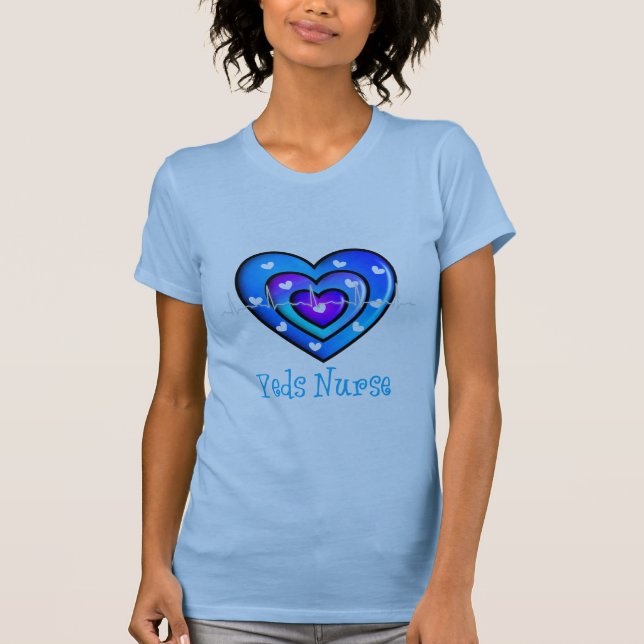 T-shirt Cadeaux bleus Artsy de conception de coeur (Devant)