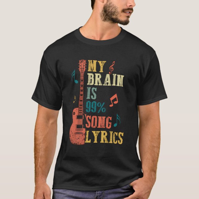 T-shirt Cadeaux D'Amoureux De La Musique - Mon Cerveau Est (Devant)