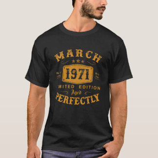 T-shirt Cadeaux d'anniversaire de 51 ans Vintage mars 1971