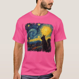 T-shirt Cadeaux d'art de nuit étoilée écureuil Van Gogh po