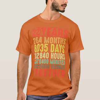 T-shirt Cadeaux de 22 ans pour l'anniversaire du Mariage p