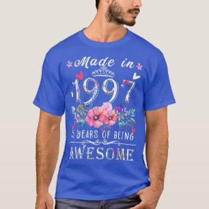 T-shirt Cadeaux de 25 ans pour femmes, Made In 1997 Limite