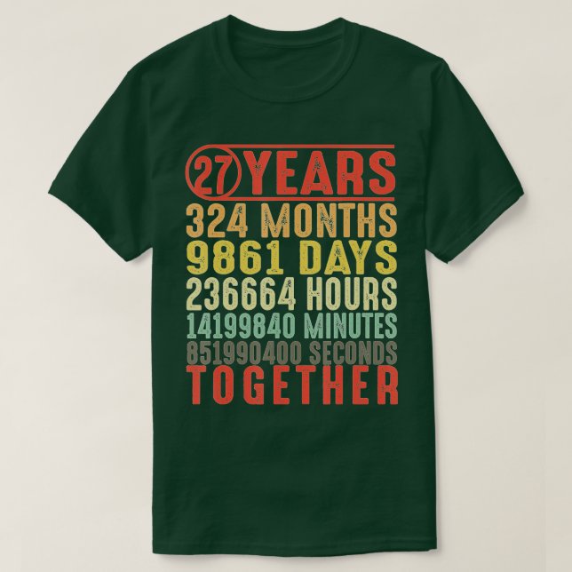 T-shirt Cadeaux de 27 ans pour l'anniversaire du Mariage p (Design devant)