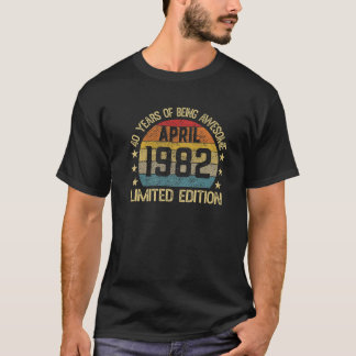 T-shirt Cadeaux De 40 Ans Avril 1982 Édition Limitée 40E
