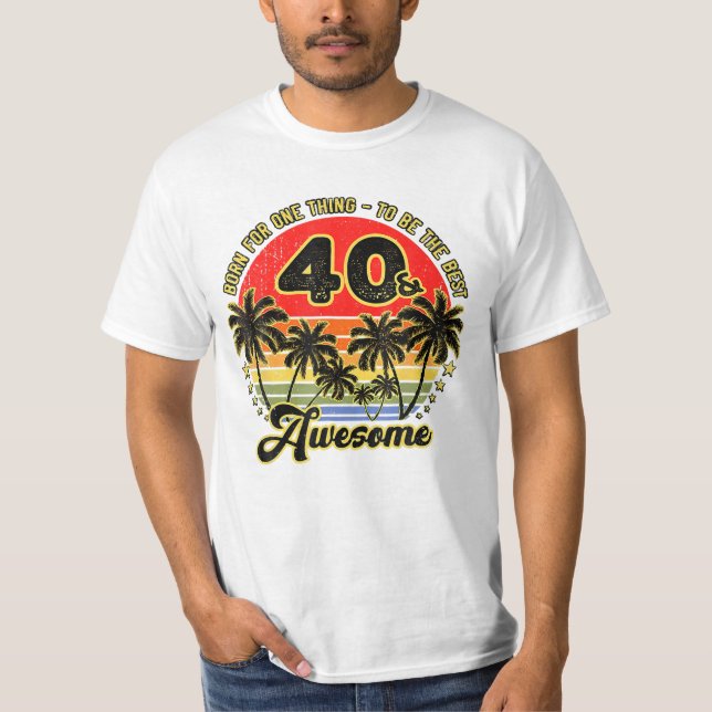 T-shirt Cadeaux de 40 ans coucher de soleil Palm (Devant)