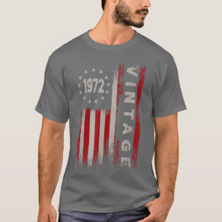T-shirt Cadeaux de 50 ans Vintage 1972 drapeau américain 5