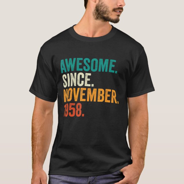 T-shirt Cadeaux de 64 Ans Awesome Depuis Novembre 1958 64t (Devant)