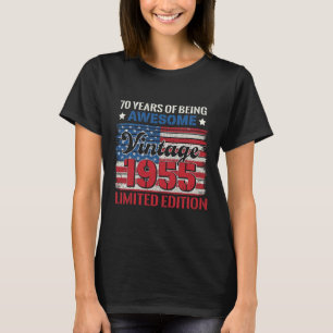 T-shirt Cadeaux de 70 ans 70e anniversaire Drapeau américa