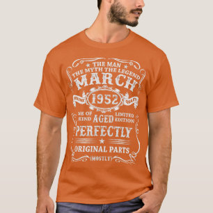 T-shirt Cadeaux de 70 ans masculins Mars 1952 Mythe de l'h