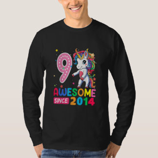 T-shirt Cadeaux de 9 ans Filles Ados Flossing Unicorn 9e