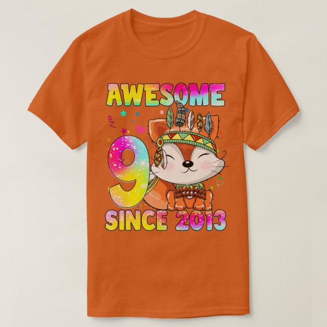 T-shirt Cadeaux de 9 ans Filles ns mignon renard tribal 9e (Design devant)
