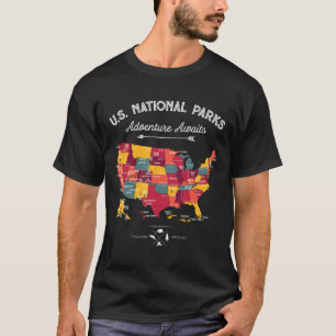 T-shirt Cadeaux de carte des 62 parcs nationaux Nous parcs