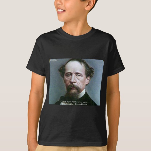 T-shirt Cadeaux de citation de Charles Dickens "Charité @  (Devant)
