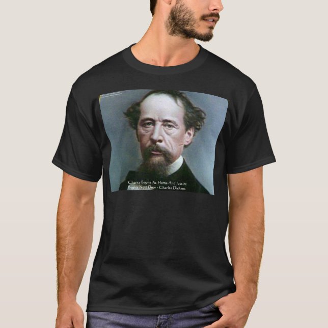 T-shirt Cadeaux de citations de Charles Dickens "Charité @ (Devant)