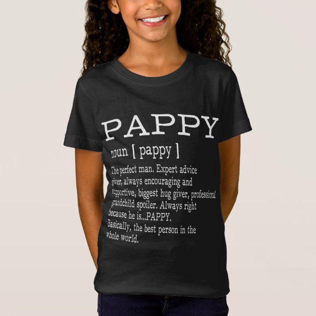 T-Shirt Cadeaux de Fête des pères Papy Définition Pappy -  (Devant)
