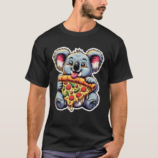 T-shirt Cadeaux de koala mignon mangeant une pizza - Amate (Devant)