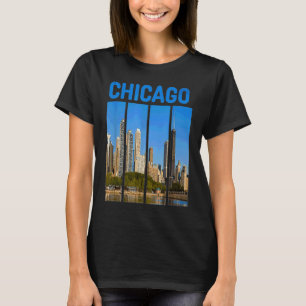 T-shirt Cadeaux de la skyline de la ville de Chicago centr