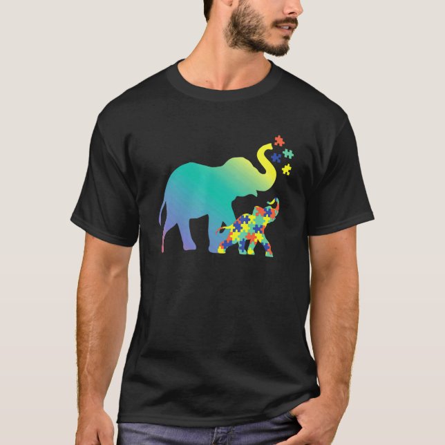 T-shirt Cadeaux de maman autiste conception éléphant de se (Devant)