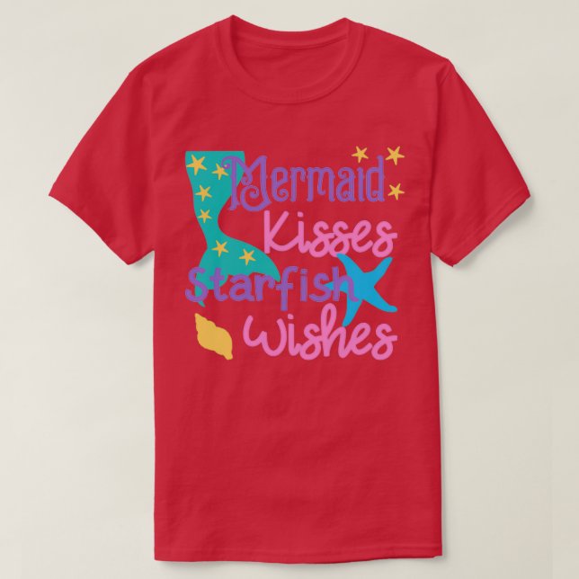 T-shirt Cadeaux de mignonne Mermaid Mermaid embrasse les s (Design devant)