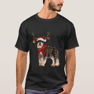 T-shirt Cadeaux de Noël Lumière Renne Schnauzer Santa
