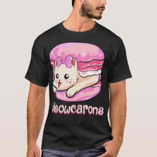 T-shirt Cadeaux de pâtisserie Français Funny Meow Macaron