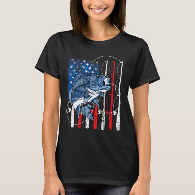 T-shirt Cadeaux de pêcheur Byss de drapeau américain vinta (Devant)