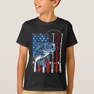 T-shirt Cadeaux de pêcheur de drapeau américain vintage pê