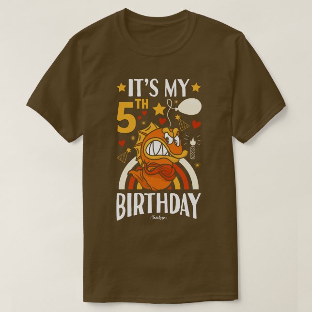T-shirt Cadeaux de poisson 5e anniversaire (Design devant)