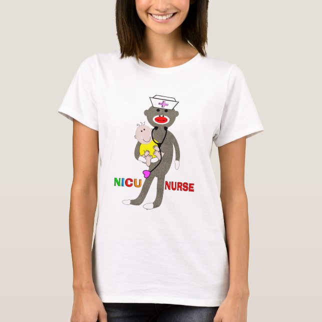 T-shirt Cadeaux de singe de chaussette d'infirmière de (Devant)
