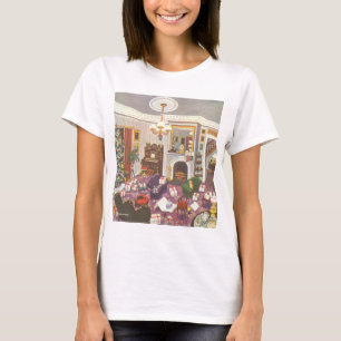 T-shirt Cadeaux d'emballage de Noël vintage dans le salon