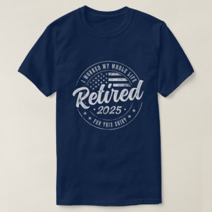 T-shirt Cadeaux d'humour pour la retraite 2025 Drapeau amé