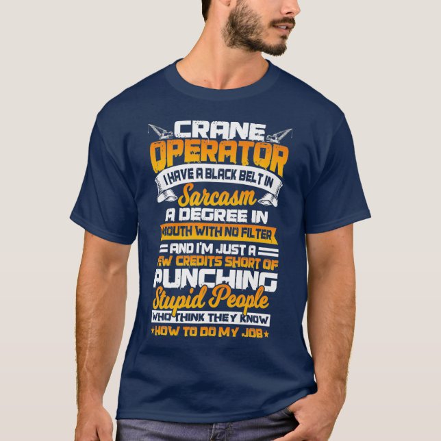 T-shirt Cadeaux d'opérateur de grue Funny Hook Oper8r Prem (Devant)