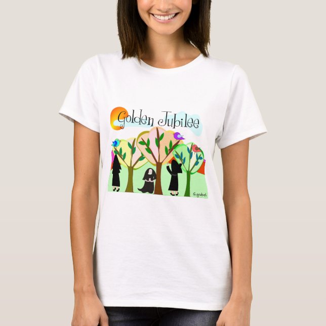 T-shirt Cadeaux d'or de jubilé de nonne catholique (Devant)