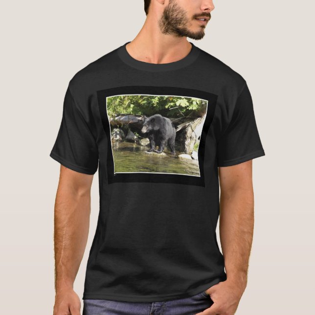T-shirt Cadeaux d'ours Noir "Saumon Spots" (Devant)