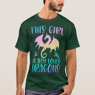 T-shirt Cadeaux dragons mignons Fille Aime Dragons Arc-en-