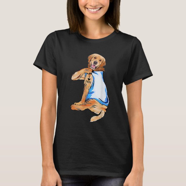 T-shirt Cadeaux Golden Retriever Chien Tattoo J'aime maman (Devant)