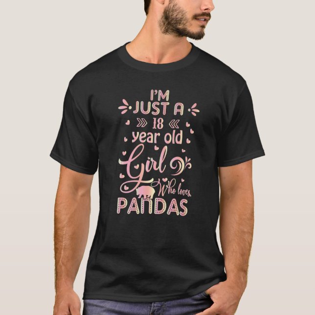 T-shirt Cadeaux Panda - Je suis juste une fille de 18 ans  (Devant)