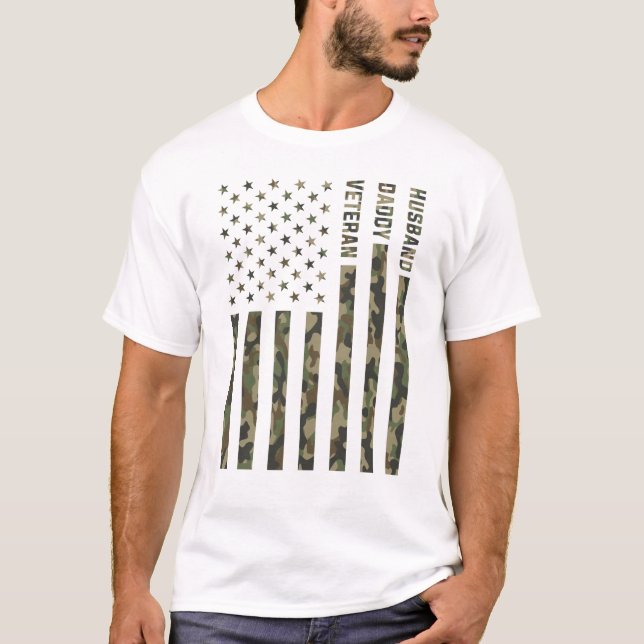 T-shirt Cadeaux patriotiques de fête des pères de vétéran (Devant)