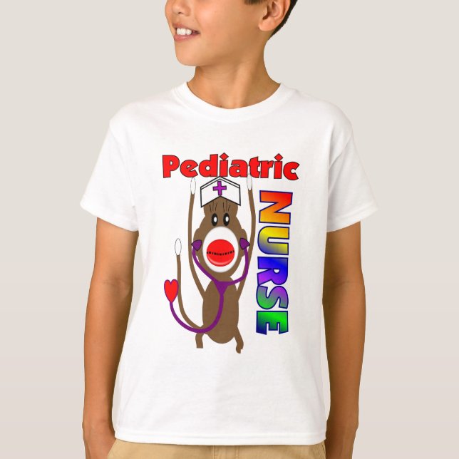 T-shirt Cadeaux pédiatriques d'infirmière de singe de (Devant)