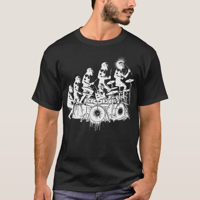 T-shirt Cadeaux pour amateur de batterie Évolution batteur (Devant)
