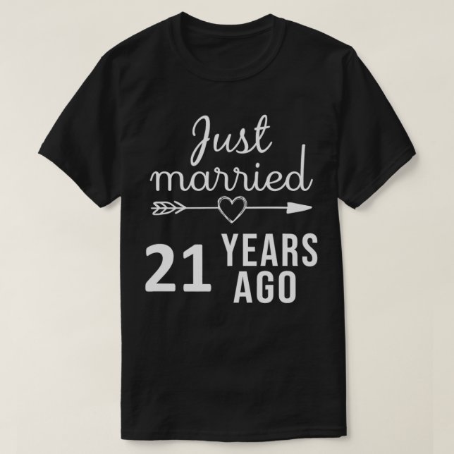 T-shirt Cadeaux pour les 21 ans de mariage Juste mariés il (Design devant)