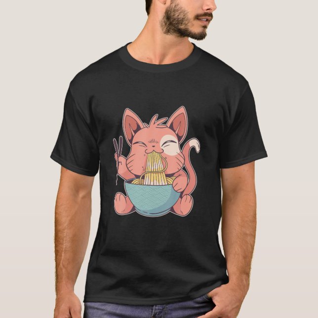 T-shirt Cadeaux Pour Les Amateurs D'Anime Ramen Cat Neko A (Devant)